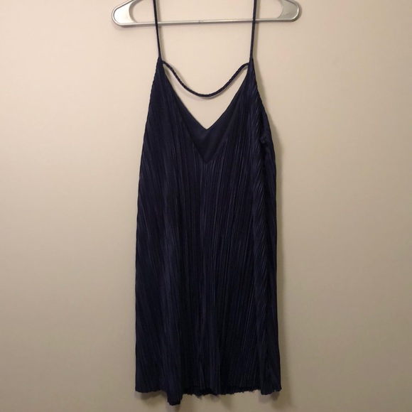 Navy Blue Ribbed Dress - Picture 3 of 4